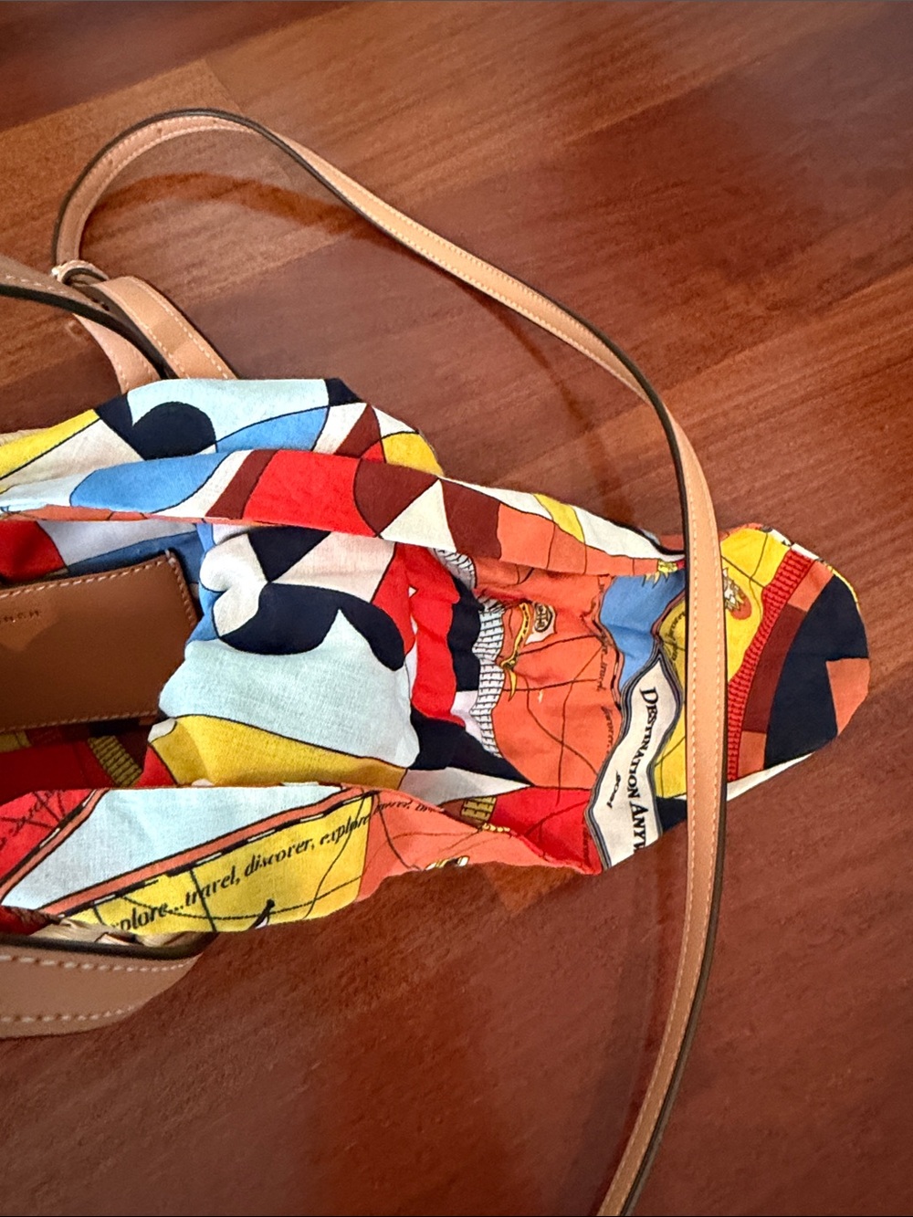 Tory Burch Straw Mini Basket Bag with Pink Leather Trim and Multicolor Scarf - Picture 8 of 9